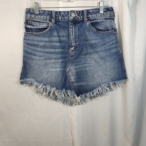 We The Free Blue Frayed Jean Shorts